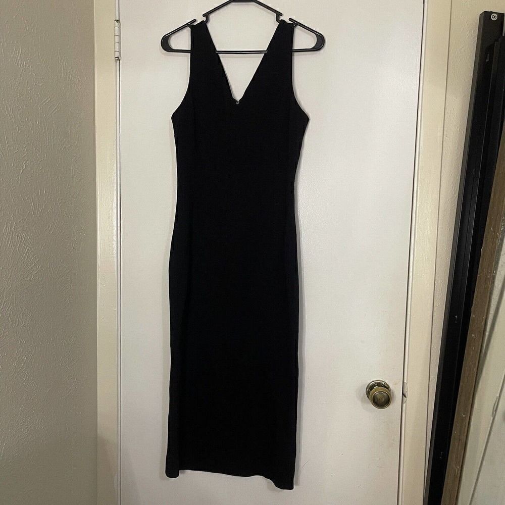 Dolce & gabbana wool black knit sleeveless vneck midi dress size US 6